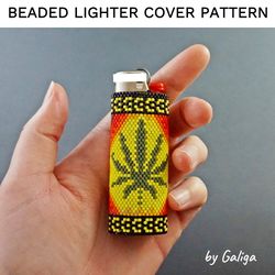 HEMP LEAF Lighter Cover Pattern Lighter Beading Rasta Colors Beaded Lighter Case Rastafari Seed Bead Diy Beadwork