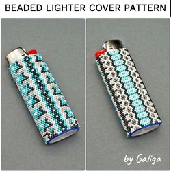 Turquoise White Lighter Cover Pattern Ethnic Lighter Case Beading Schema Beaded Design DIY Do It Yourself Seed Bead