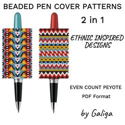 Ethnic Ornaments Inspired Pen Cover Patterns For Beading Folk Tribal Beaded Pen Wrap Digital Pattern pdf file download