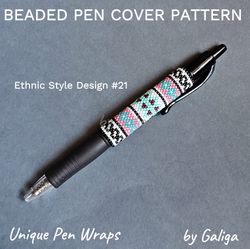Delicate Colors Ethnic Style Inspired Pen Cover Pattern Beaded DIY Design For Seed Bead Pen Wrap Geometric Ornament