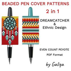 Dreamcatcher Pen Cover Patterns For Beading Dream Catcher Beaded Pen Wrap Digital Pattern Peyote Beadwork Ornaments