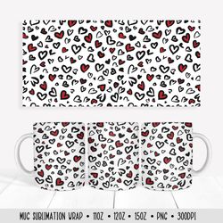 Heart Leopard Mug Sublimation Design. Mug Wrap Sublimation