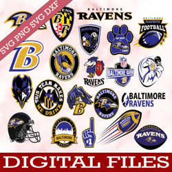Bundle 21 Files Baltimore Ravens Football team Svg, Baltimore Ravens svg, NFL Teams svg, NFL Svg, Png, Dxf, Eps