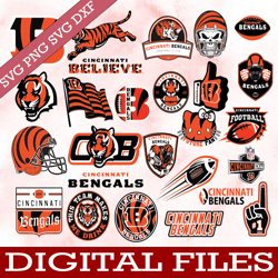 Bundle 26 Files Cincinnati Bengals Football team Svg, Cincinnati Bengals svg, NFL Teams svg, NFL Svg, Png, Dxf, Eps
