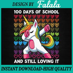 Dab 100 Days Of School PNG, Dabbing Unicorn Girl Png, 100th Magical Days Png, 100 Days of School Png, Digital download