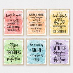 Classroom Inspirational Quotes, Rainbow Printable Art, School Counselor Office Decor, Motivational Posters For Students
