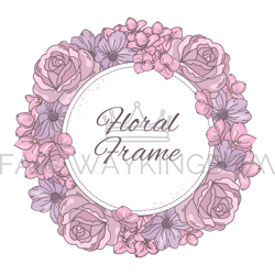 FLORAL FRAME Wedding Cartoon Wreath Vector Illustration Set