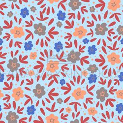 floral meadow nature textile print seamless pattern vector