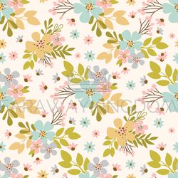 FLOWER MEADOW Hand Drawn Seamless Pattern Vector Illustration