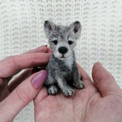 For Karolina. Wolf dog. The dog is a wolf. Crocheted wolf. Individual order. Miniature of a wolf dog. A wolf as a gift