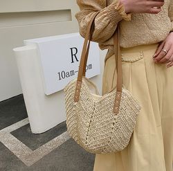 Large Straw Bag 2023 Rattan Handbags Fashion Shoulder Bag Boheme Summer Vacation Casual Handmade Woven Handbags Travel T