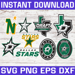 Bundle 9 Files Dallas Stars Hockey Team Svg, Dallas Stars Svg, NHL Svg, NHL Svg, Png, Dxf, Eps, Instant Download