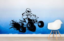 Quad Bike Sticker, ATV, All Terrain Vehicle, Extreme Sport, Wall Sticker Vinyl Decal Mural Art Decor