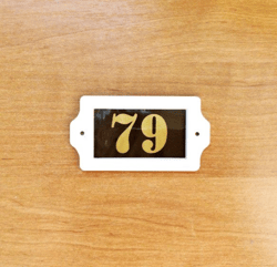 Retro apartment door number sign 79 plastic address plate vintage