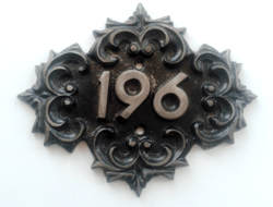 Address cast iron number plaque 196 vintage door metal number plate
