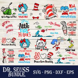 Dr. Seuss Bundle Svg, Dr. Seuss Svg, The Cat In The Hat Svg, Png Dxf Eps Digital File