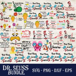 Dr. Seuss Svg Bundle, Dr Seuss Hat Svg, The Lorax, Thing, Fish Svg, Dr. Seuss Quotes Svg
