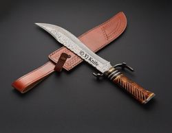 Custom Hand Forged, Damascus Steel Functional Bowie 17 inches, Bowie Knife, Bowie Battle Ready, With Sheath