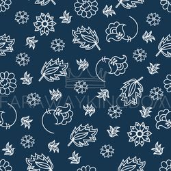 FOLK BLUE Ethnic Floral Vector Illustration Seamless Pattern