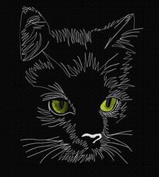 Beautiful cat. Embroidery design. Cat silhouette. Black cat. Animal. The head of a cat. Circuit. digital file
