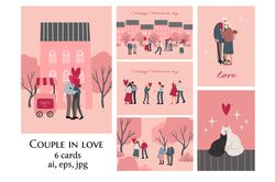 valentines day card, black couple love illustration, cute old couple in park clipart, people on city street clip art
