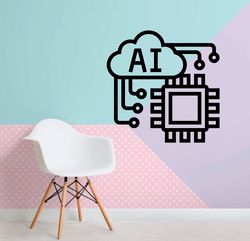 Artificial Intelligence And Chip Sticker, IT Technology, Science And Technology, Wall Sticker Vinyl Decal Mural Art