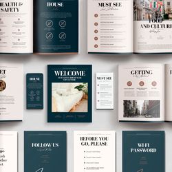 Airbnb Host Bundle, Welcome book template, Canva template, guest book, airbnb template, welcome guide, rental templates