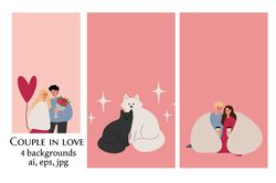 valentines day illustration, couple love illustration, story background with cats, pink cozy house clip art, vector card