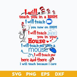 Dr Seuss Svg, I Will Teach You In A Room, I Will Teach You Know On Zoom Svg