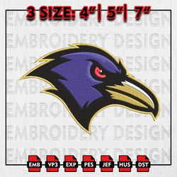 NFL Logo Baltimore Ravens Embroidery file, NFL teams Embroidery Designs, Machine Embroidery, Instant Download