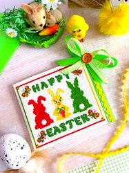 HAPPY EASTER BUNNY Ornament cross stitch pattern PDF by CrossStitchingForFun Instant Download, Easter cross stitch chart