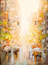 New York Painting ORIGINAL OIL PAINTING on Canvas, HAND PAINTED Impasto Painting Original City Art by "Walperion"