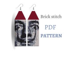 Earring pattern for beading - Brick stitch pattern for beaded fringe earrings  Wearable art - Salvador Dali