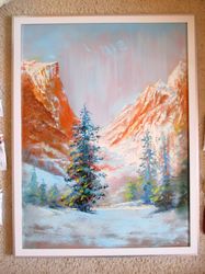 Rocky Mountains Painting ORIGINAL OIL PAINTING on Canvas, Landscape Painting Original Impressionist Art by "Walperion"