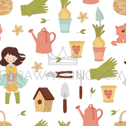 garden textile spring seamless pattern vector illustration