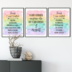 I Can't Control Anyone Else But I Can Control Myself, Rainbow Classroom Printable Art, School Counselor Office Decor