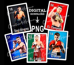 Canelo Alvarez lottery cards, Canelo Alvarez PNG sublimation, El Boxer, EL Campeon, EL Canelo, Saul Alvarez