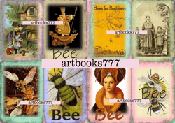 bee, queen bee, postcard, card, beekeeper, scrapbooking, ephemera, JUNK JOURNAL, digital paper