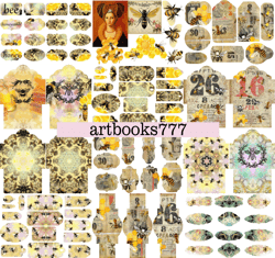 bee, tag-1, beekeeper, sunflower, scrapbooking, ephemera, JUNK JOURNAL, digital paper