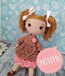 PATTERN Crochet baby doll Mary pdf in English, Amigurumi doll toy tutorial.