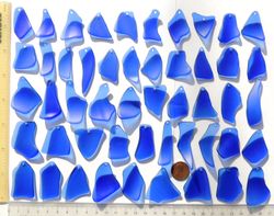 50 RECYCLED HANDMADE top drilled sea glass for jewelry 30-50 mm in length, blue cobalt