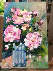 Roses Floral Oil Painting Original Art