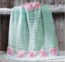 Digital | Afghan knitted baby blanket | Crochet patterns | Afghan blankets piglets | Knitted Afghans | PDF