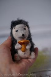 Handmade toy wool felting hedgehog