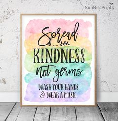 Spread Kindness Not Germs Printable, Classroom Posters Inspirational Quotes, School Nurse Office Decor, Health Quotes