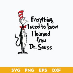 Everything I Need To Know I Learned From Svg, The Cat In The Hat Svg, Dr.Seuss Quotes Svg