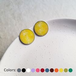 Colorful circle stud earrings, handmade jewelry, 12 colors