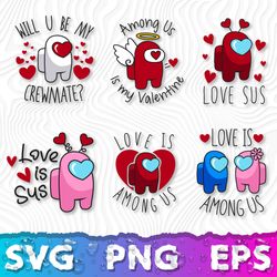 Among Us Valentine SVG, Among Us Cricut SVG, Among Us Love PNG, Among Us Valentines Printable