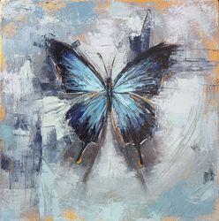 "BUTTERFLY" OIL PAINTING ON CANVAS PALETTE KNIFE