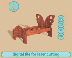 Dollhouse bed - Digital Laser Cut Files, SVG plan for laser cutting machines, 1/6 scale furniture. Bed for Doll